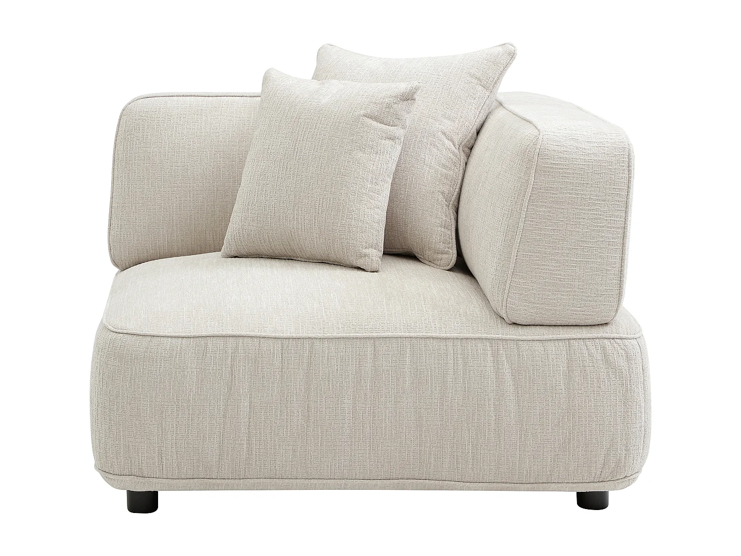 Fauteuil d'angle en tissu chenille beige LELACO