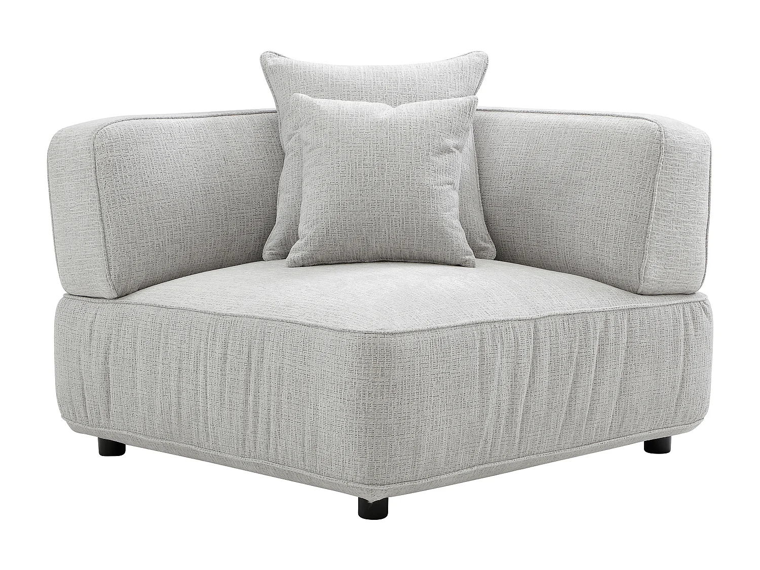 Fauteuil d'angle en tissu chenille gris clair LELACO