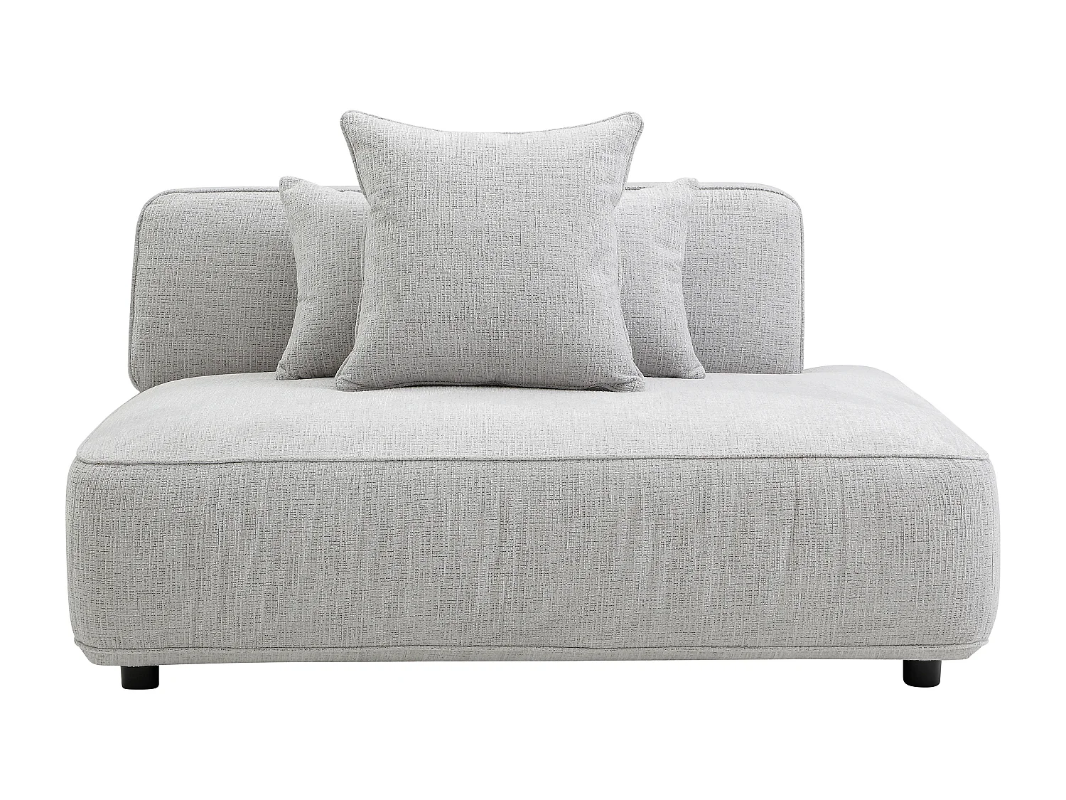 Méridienne droite en tissu chenille gris clair LELACO