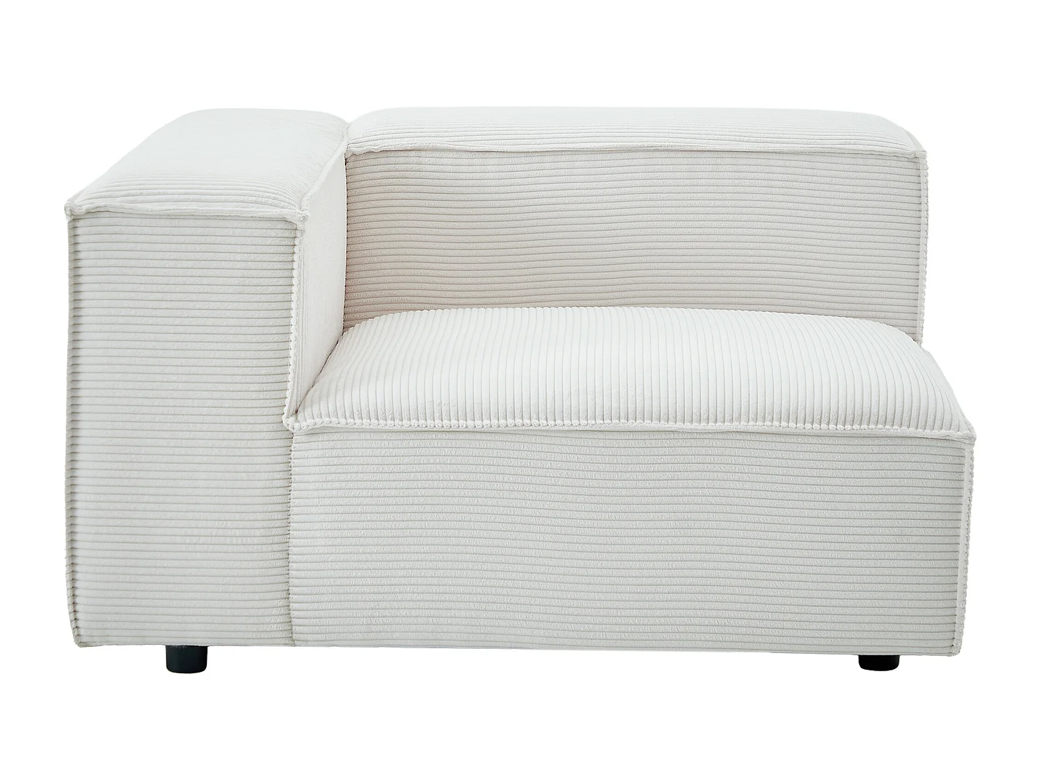 Fauteuil d'angle gauche en velours côtelé beige RUZOLO