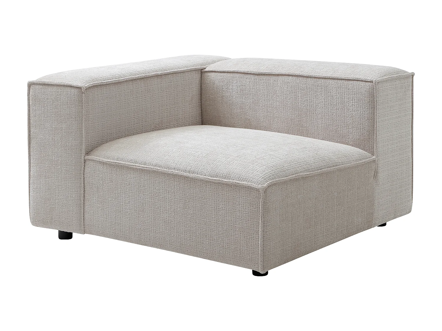 Fauteuil d'angle gauche en tissu chenille beige RUZOLO
