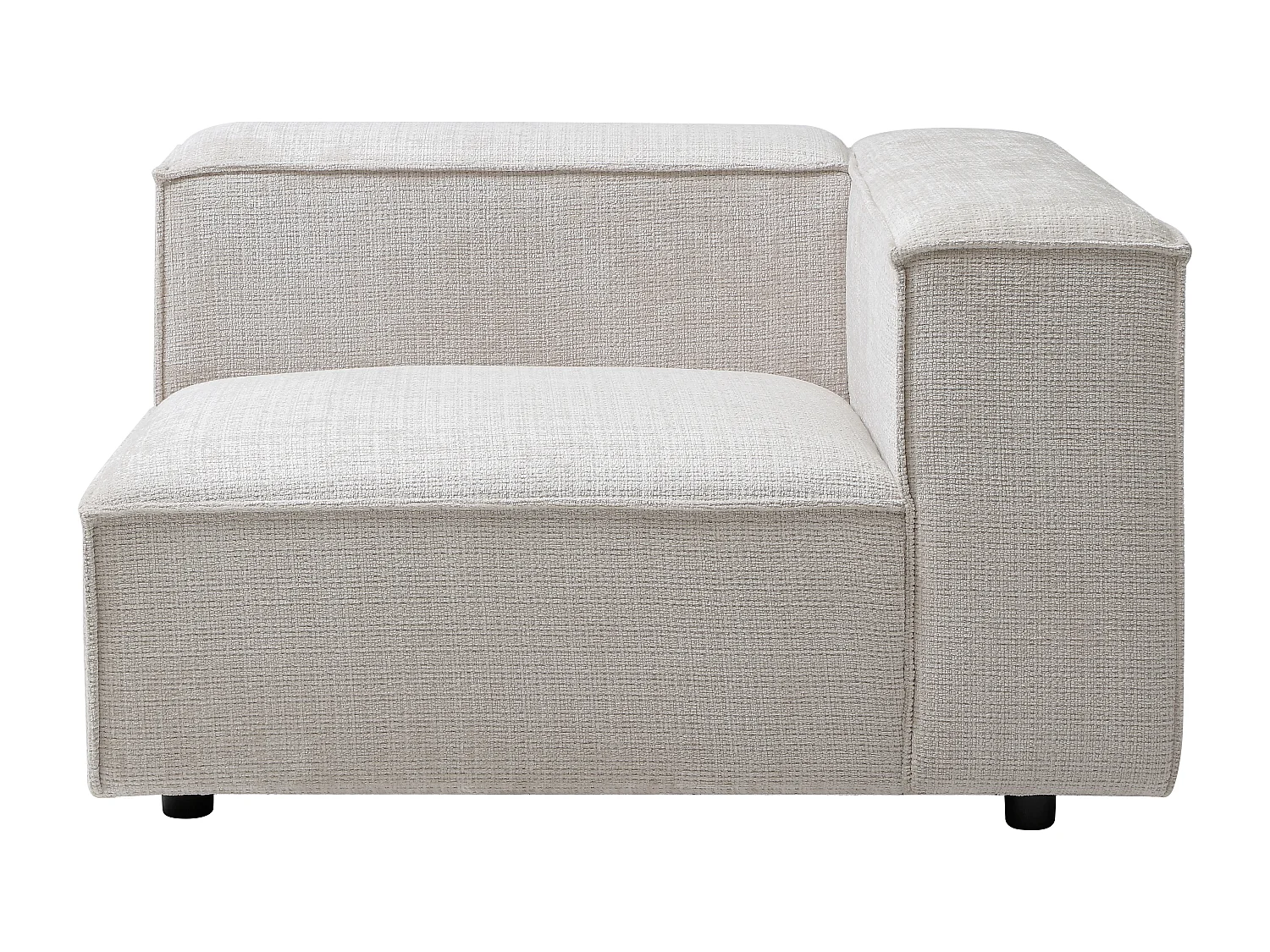 Fauteuil d'angle droit en tissu chenille beige RUZOLO