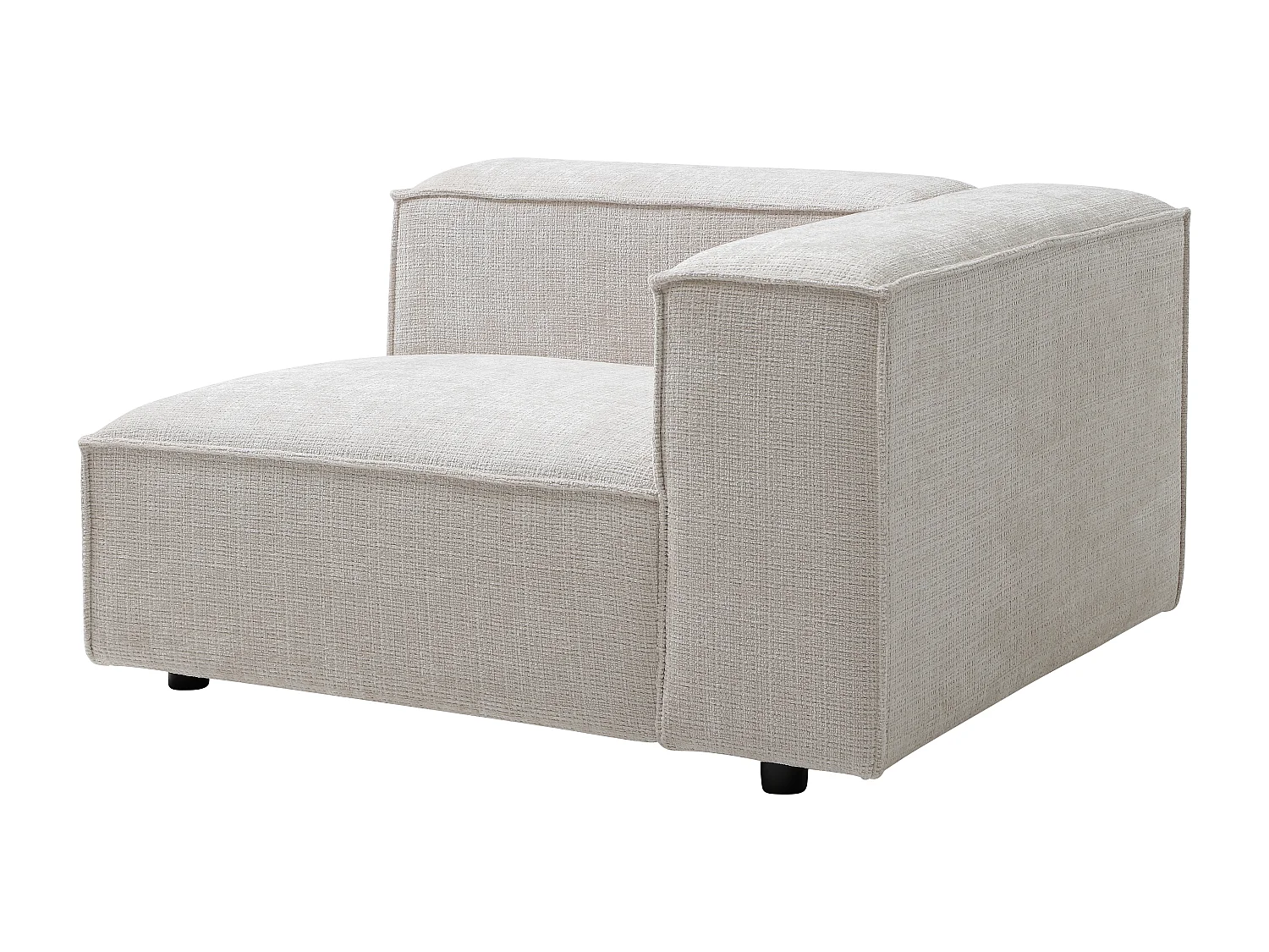 Fauteuil d'angle droit en tissu chenille beige RUZOLO