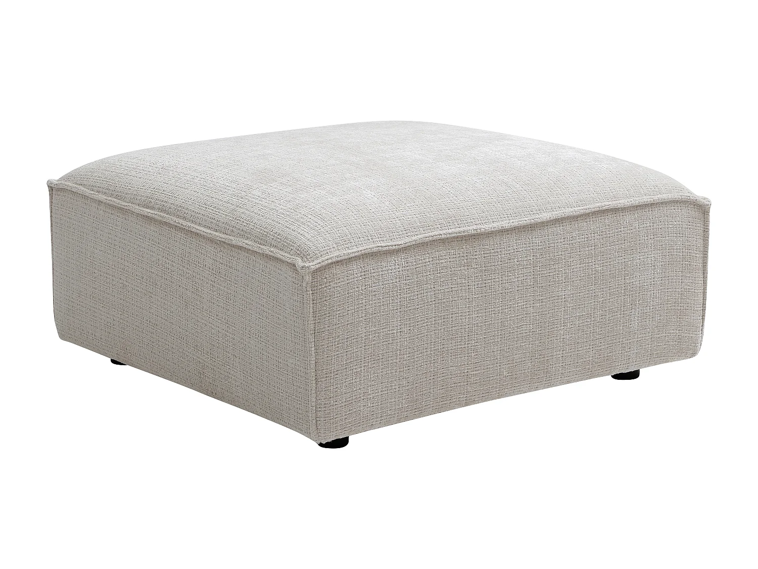 Pouf en tissu chenille beige RUZOLO