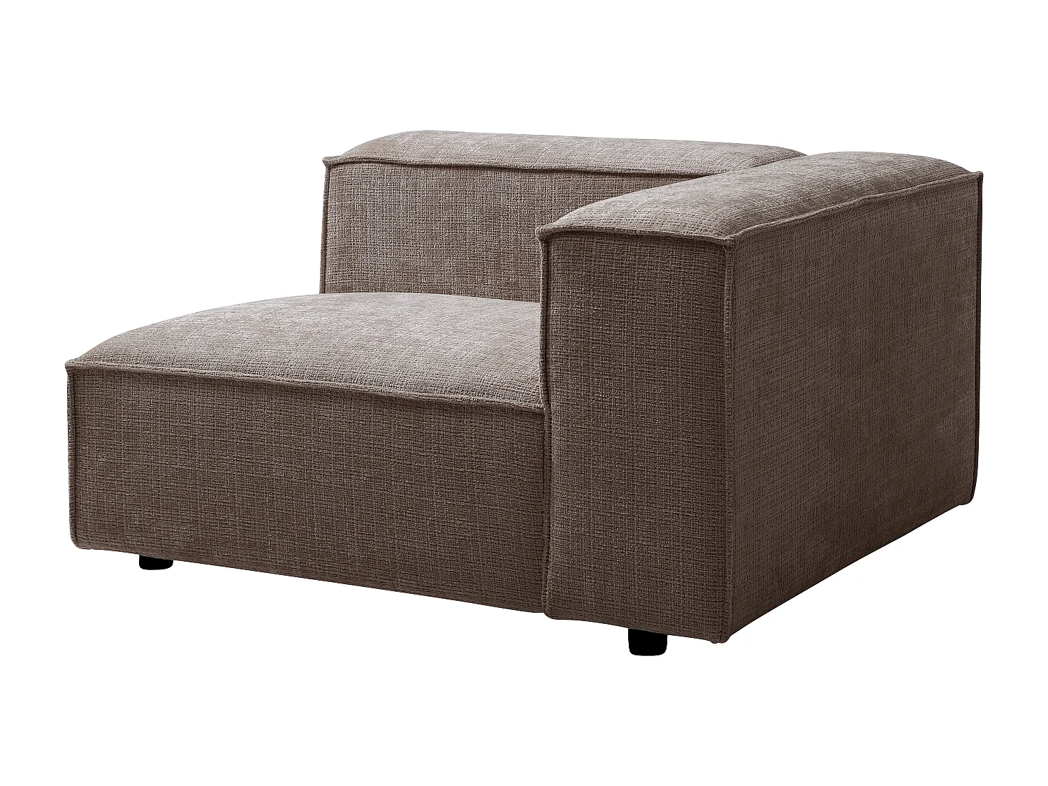 Fauteuil d'angle droit en tissu chenille taupe RUZOLO