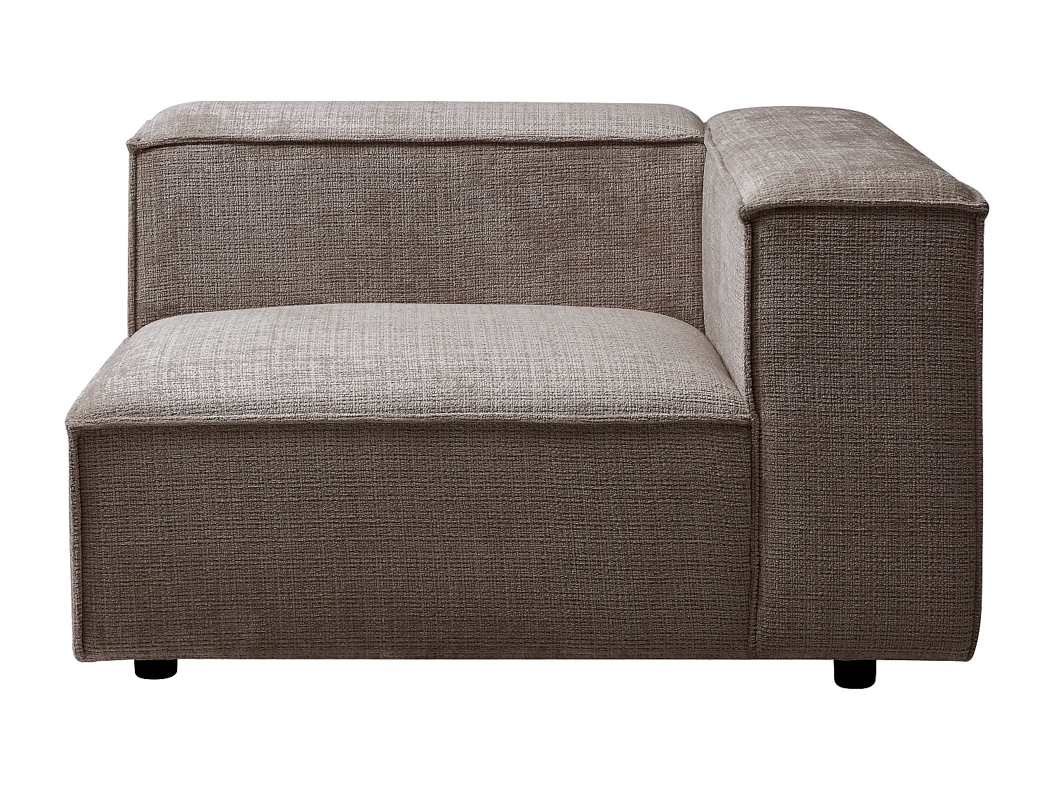 Fauteuil d'angle droit en tissu chenille taupe RUZOLO