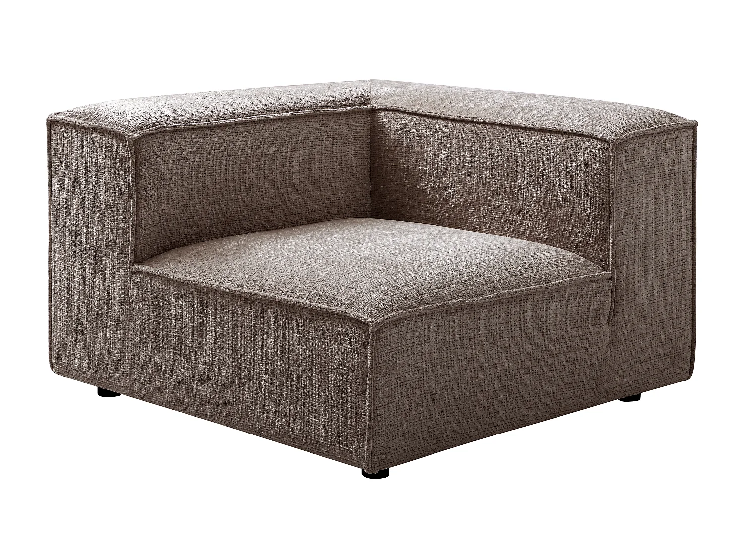 Fauteuil d'angle en tissu chenille taupe RUZOLO
