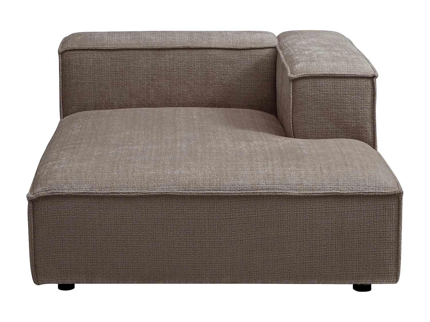Méridienne avec accoudoir droit en tissu chenille taupe RUZOLO