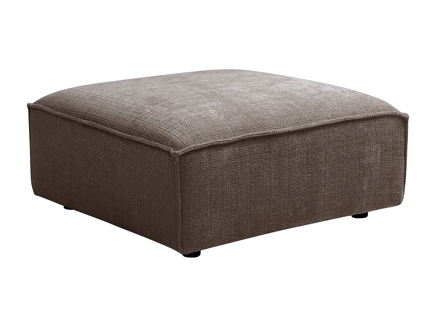 Pouf en tissu chenille taupe RUZOLO