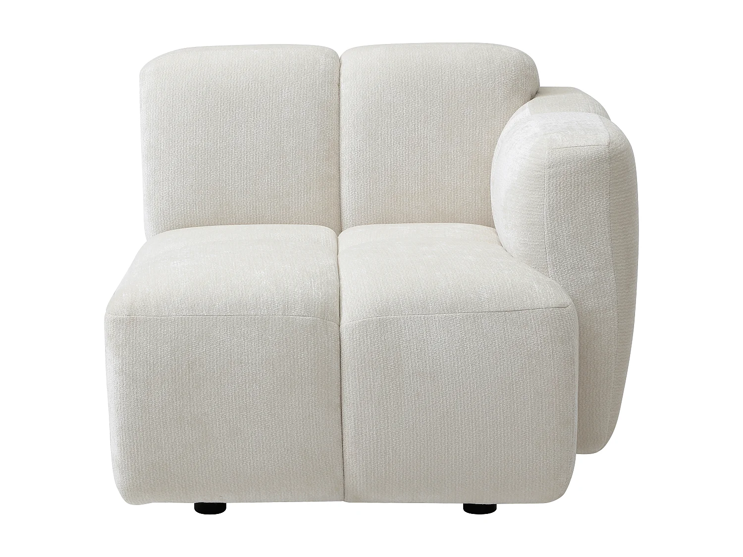 Fauteuil d'angle droit en tissu texturé blanc cassé CARLIVI