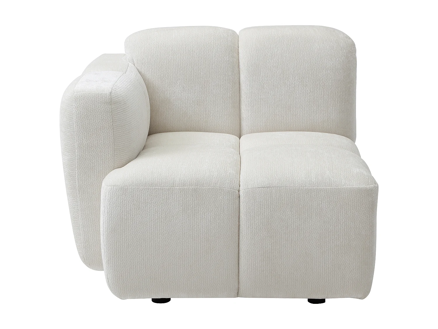 Fauteuil d'angle gauche en tissu texturé blanc cassé CARLIVI