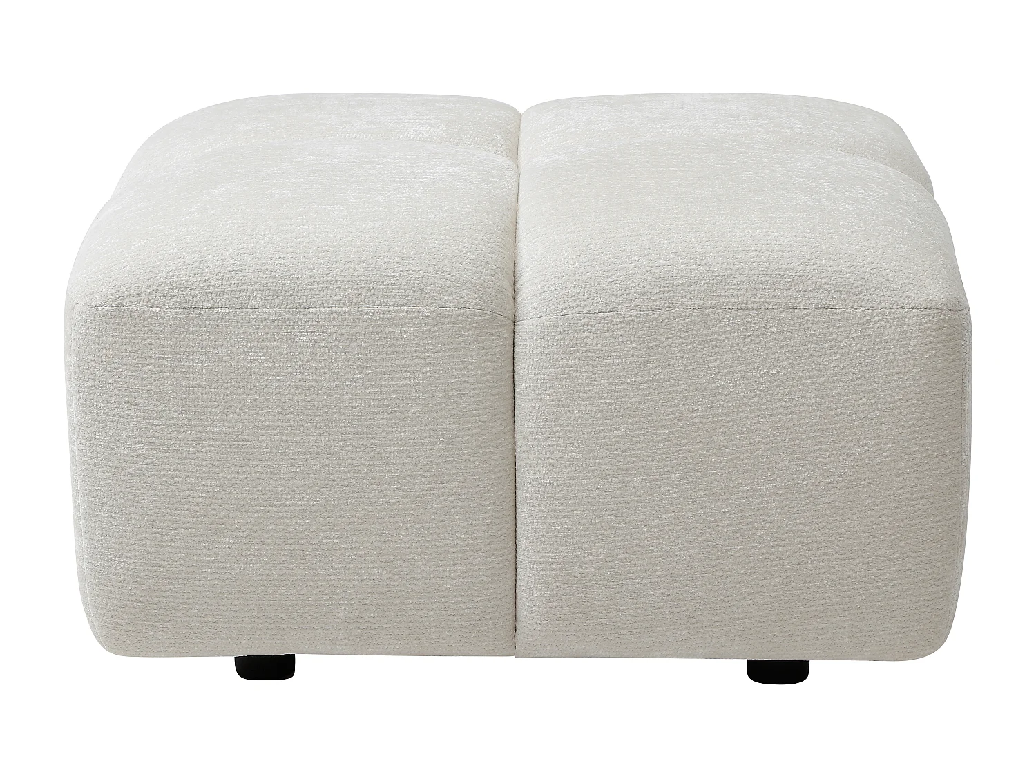 Pouf en tissu texturé blanc cassé CARLIVI