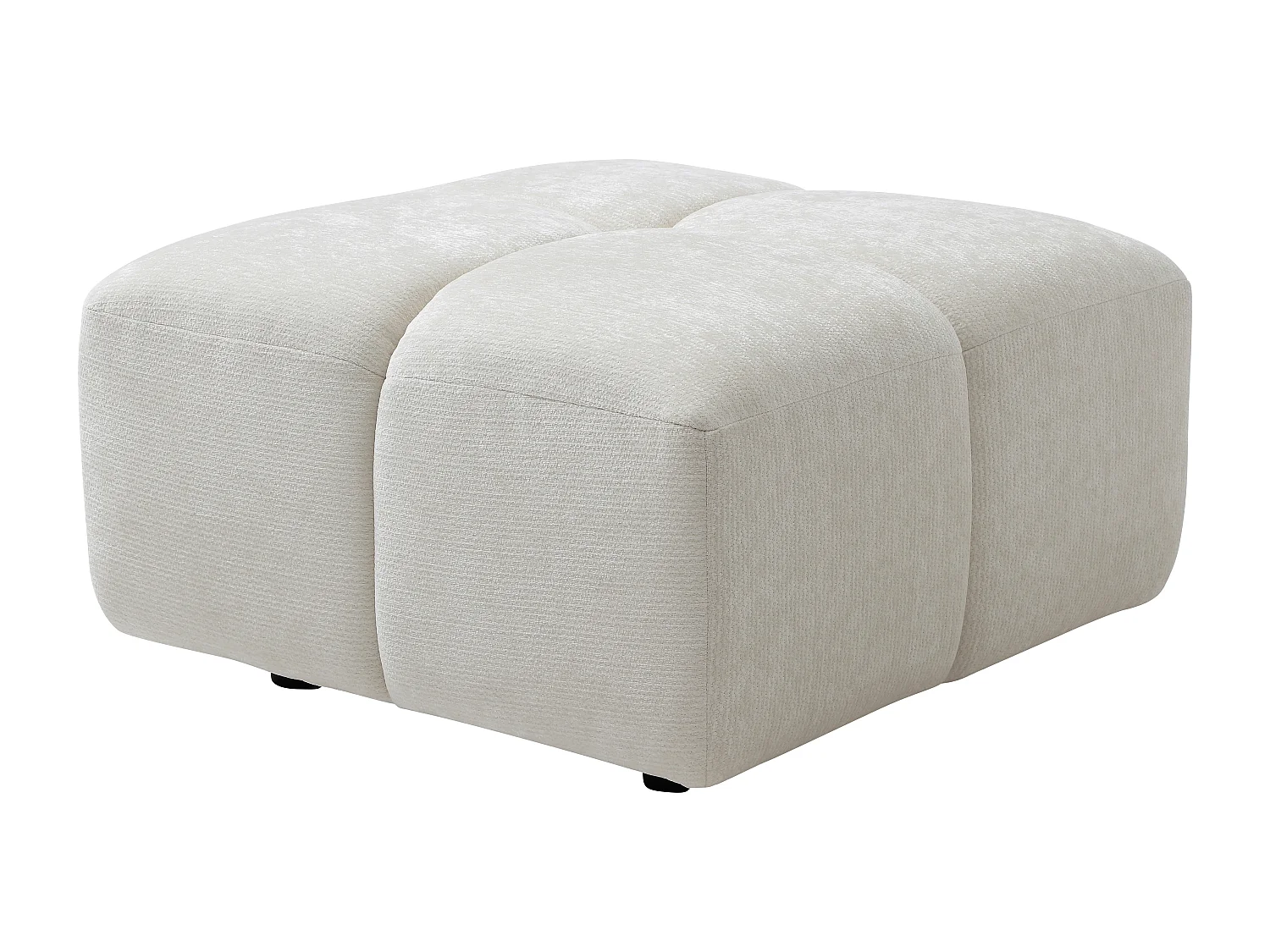 Pouf en tissu texturé blanc cassé CARLIVI