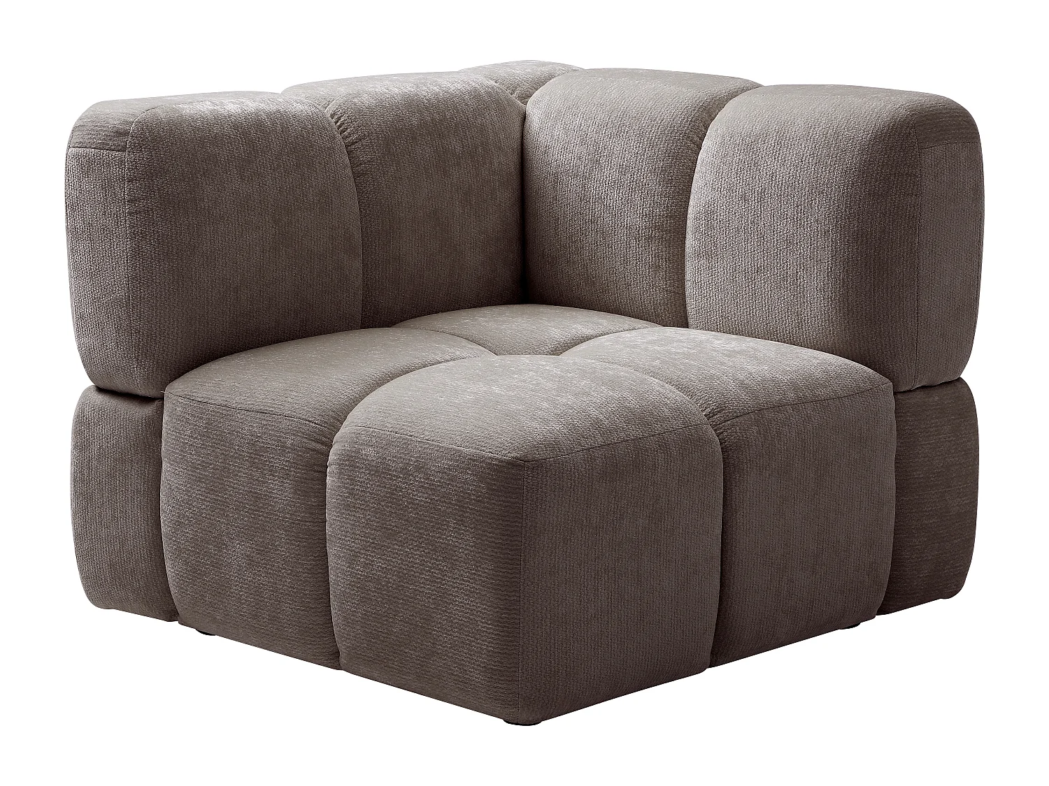 Fauteuil d'angle en tissu texturé taupe CARLIVI
