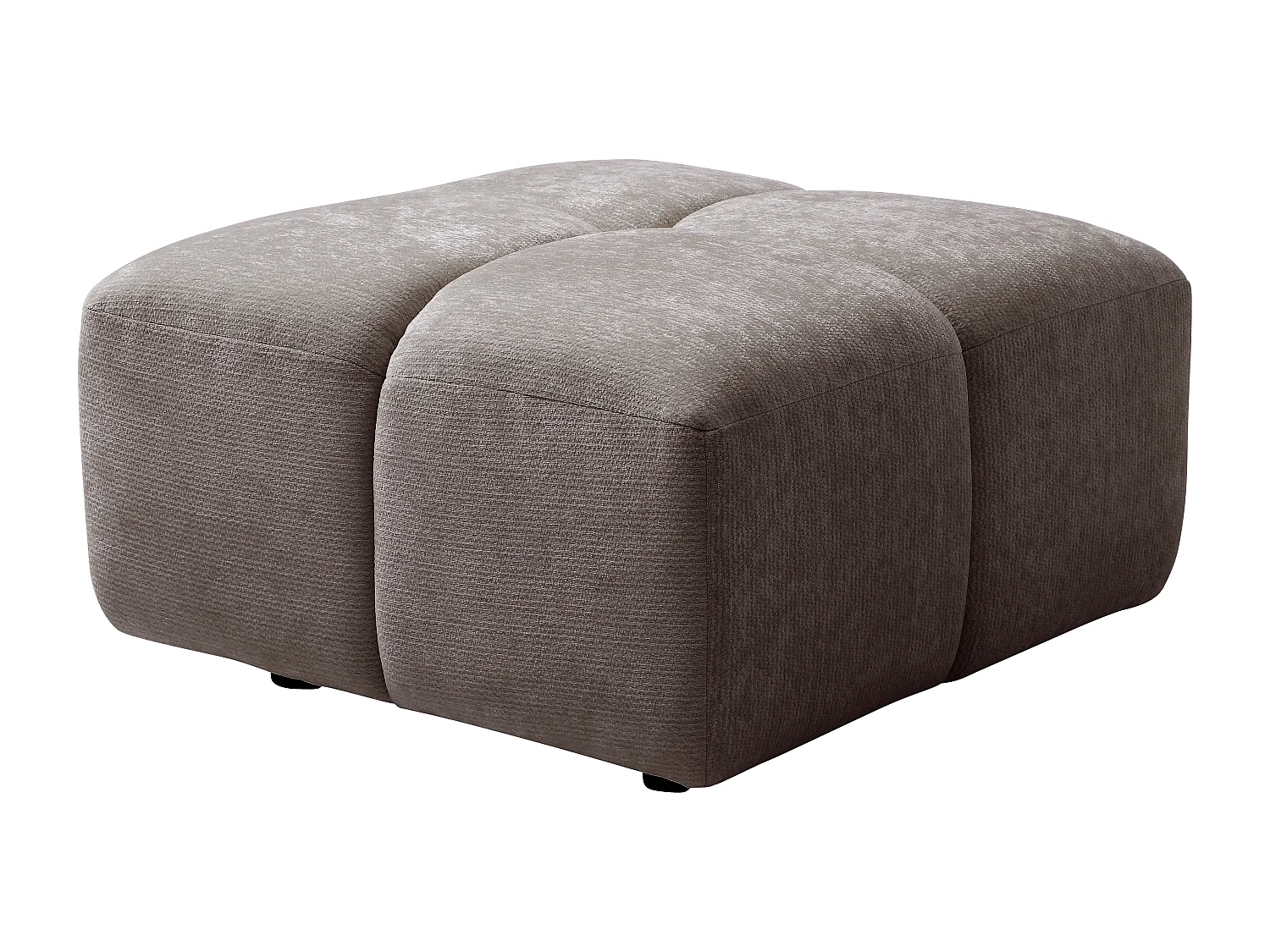 Pouf en tissu texturé taupe CARLIVI