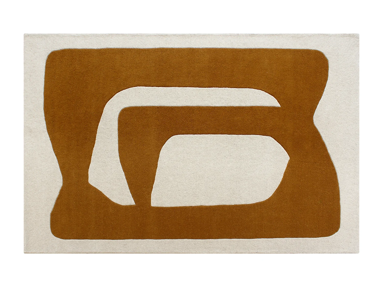 Tapis tufté 100% laine à motifs abstraits - 200 x 290 cm - Marron et blanc - 2400g/m² - AVOLTO