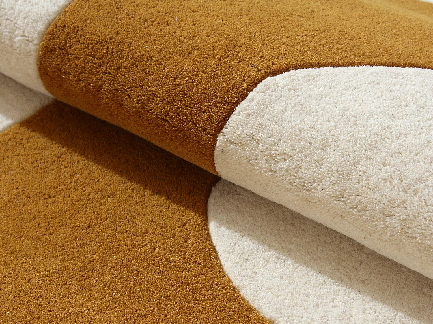 Tapis tufté 100% laine à motifs abstraits - 200 x 290 cm - Marron et blanc - 2400g/m² - AVOLTO