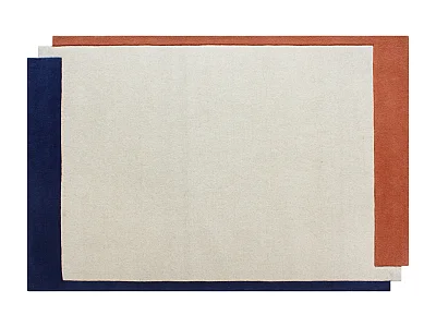 Tapete tufado 100% lã - 200 x 290 cm - Bege, terracota e azul escuro - 2200g/m² - MARISA