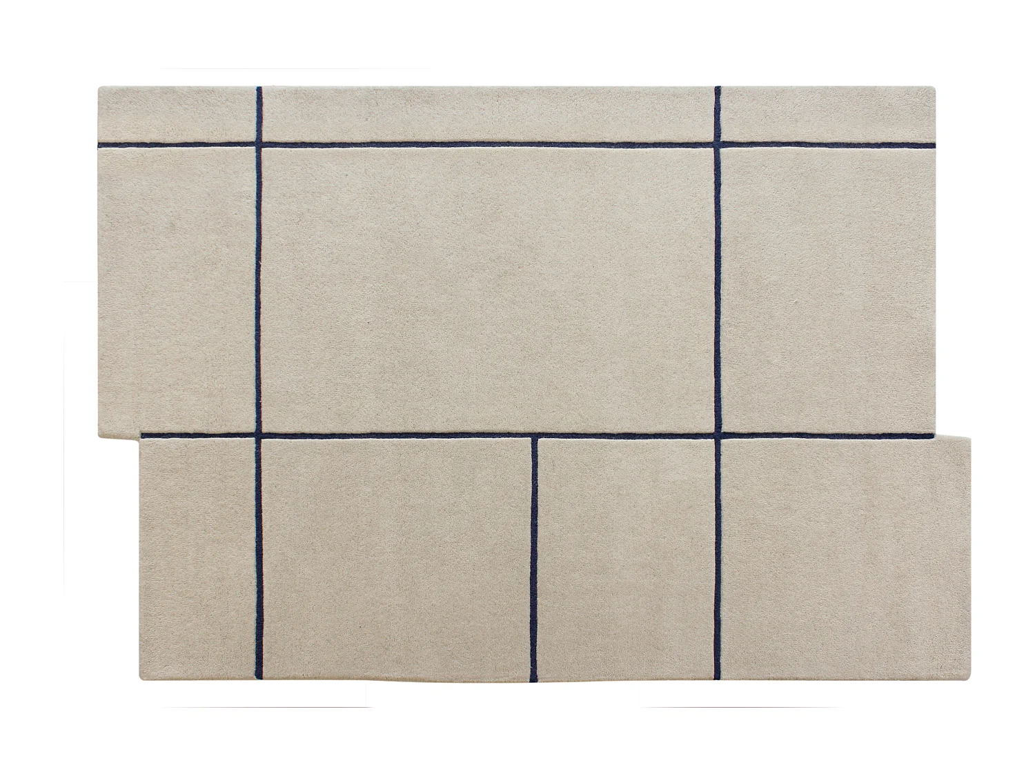 Tapis asymétrique tufté 100% laine - 200 x 290 cm -  Beige et bleu foncé - 2200g/m² - ORANY