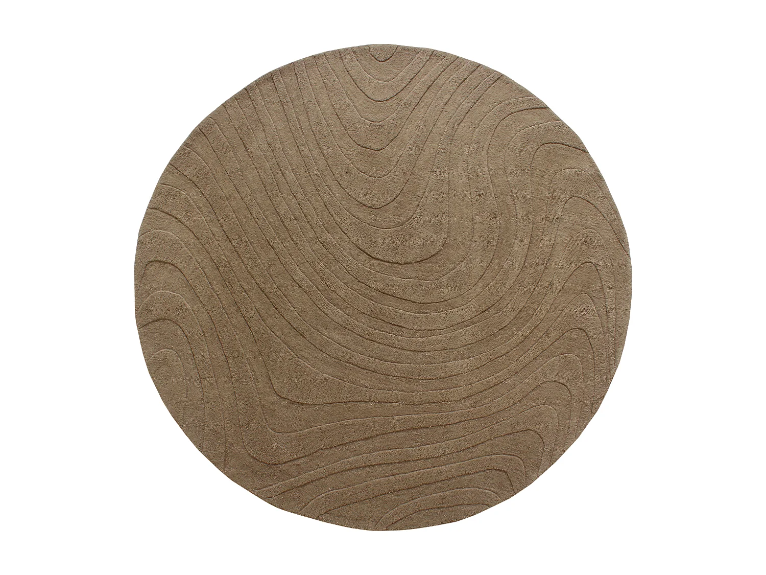 Tapis tufté rond 100% laine - D.200cm - Taupe - 2000g/m² - NOELIA