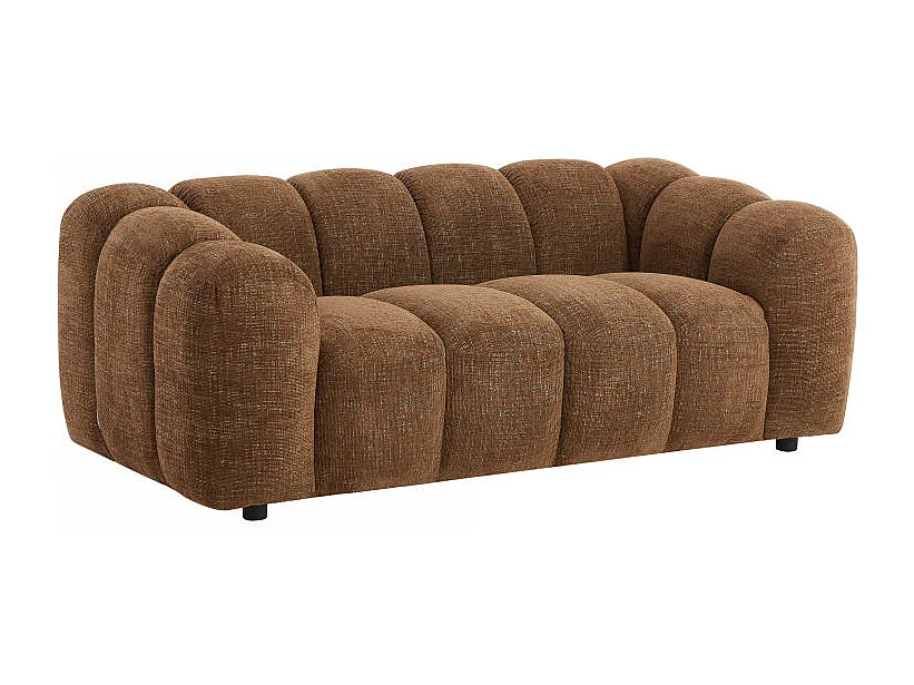 Canapé 3 places et 2 places en tissu chenille marron NELIMAR