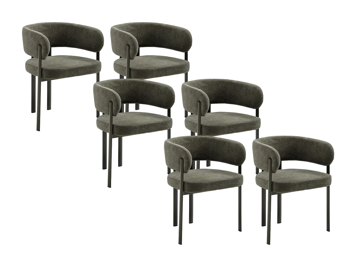 Lot de 2 chaises en tissu et métal - Vert - CIBARO