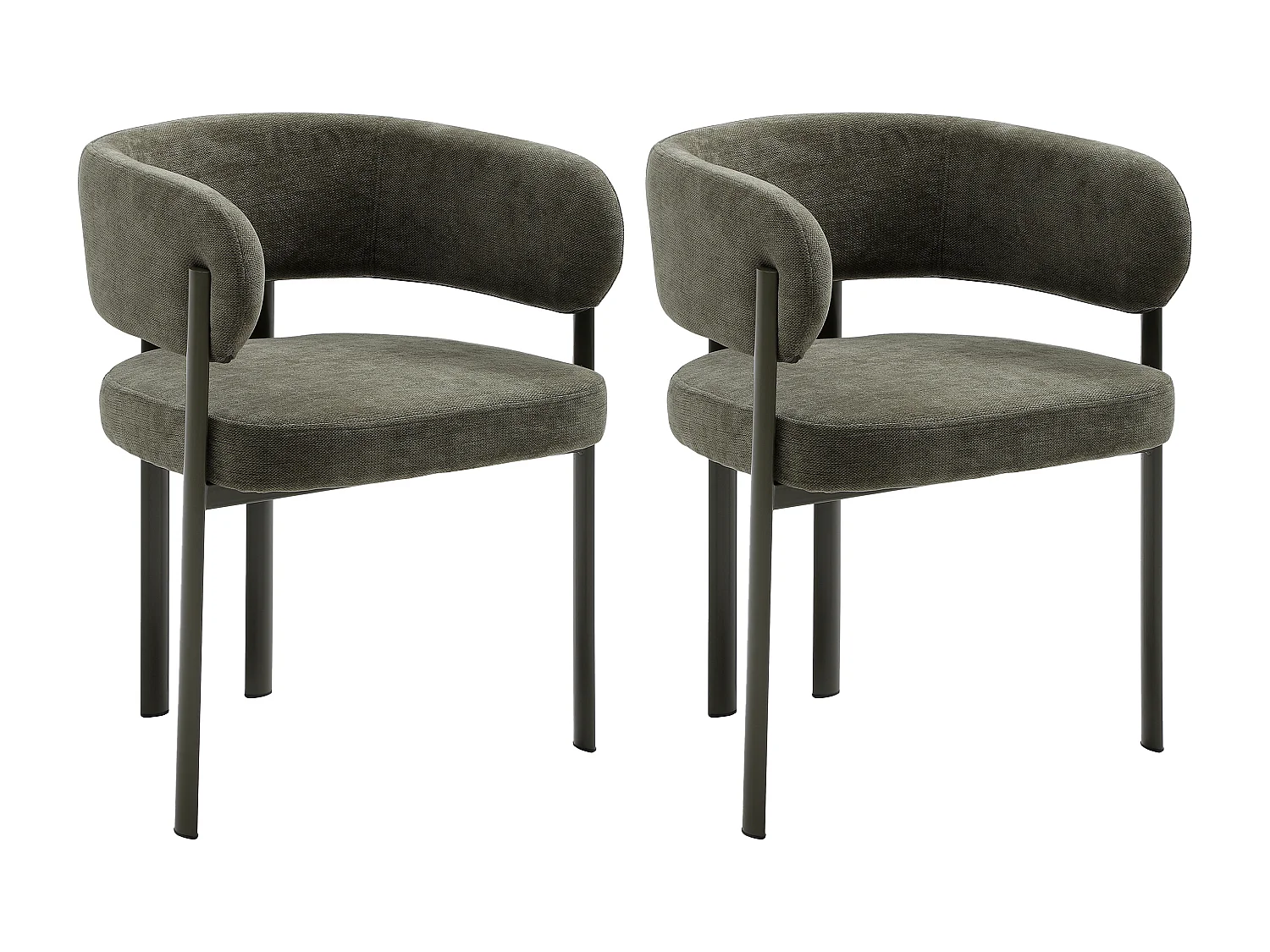 Lot de 2 chaises en tissu et métal - Vert - CIBARO