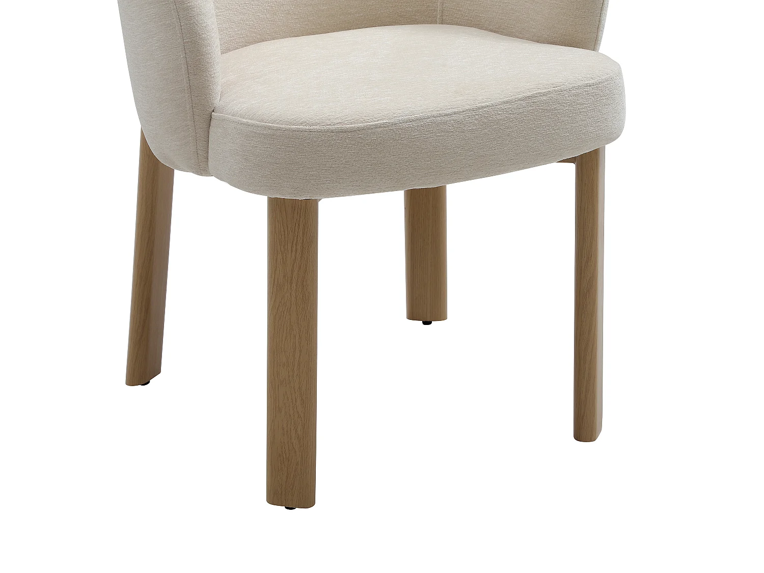 Lot de 2 chaises en tissu texturé et métal effet bois - Beige et naturel - KIZEMA
