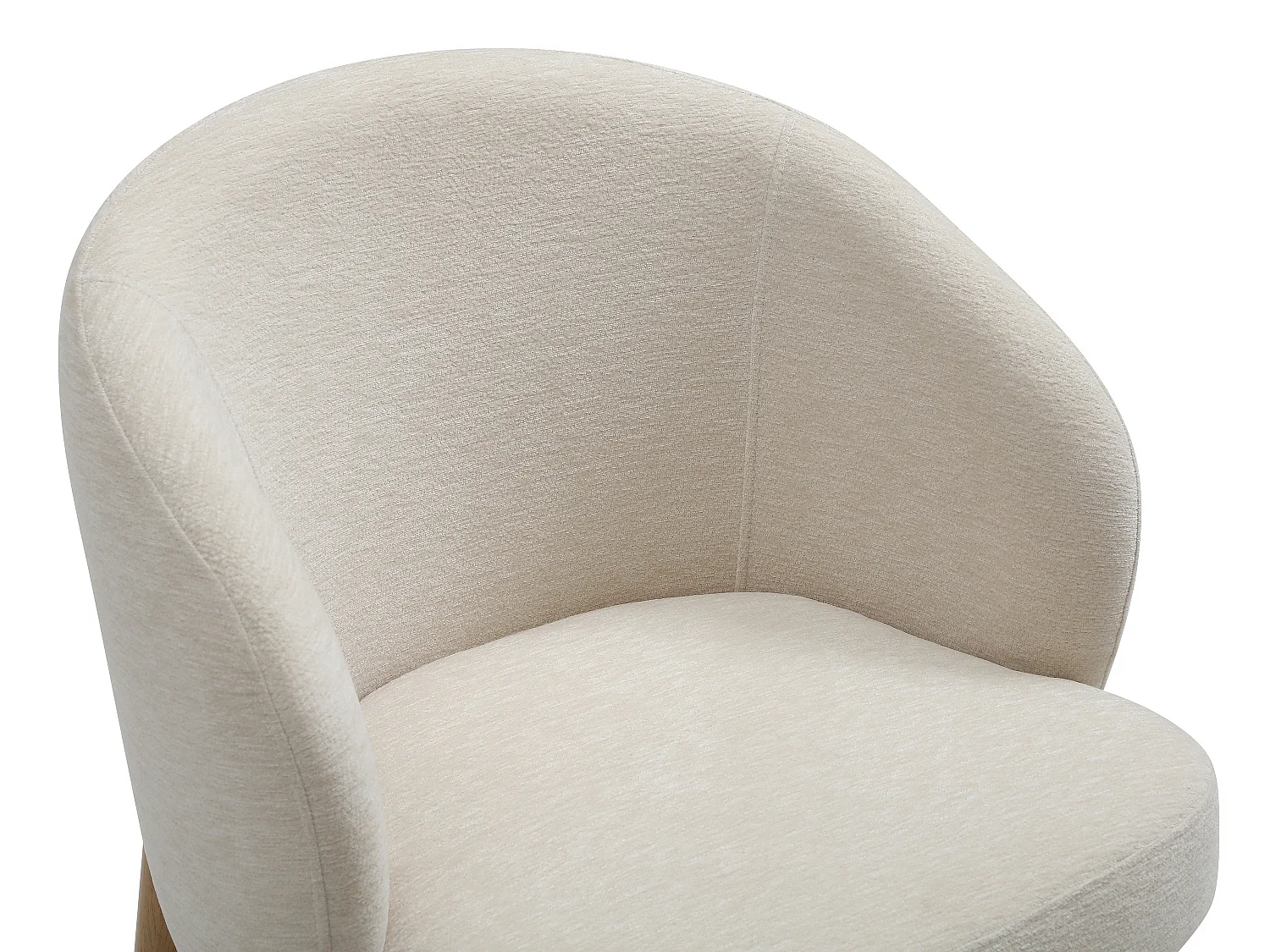 Lot de 2 chaises en tissu texturé et métal effet bois - Beige et naturel - KIZEMA