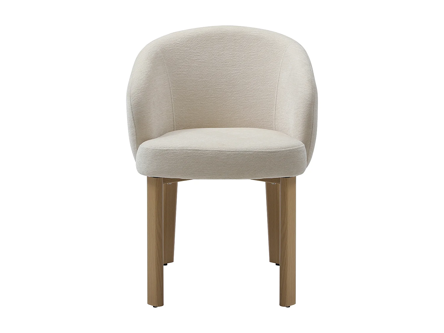 Lot de 2 chaises en tissu texturé et métal effet bois - Beige et naturel - KIZEMA