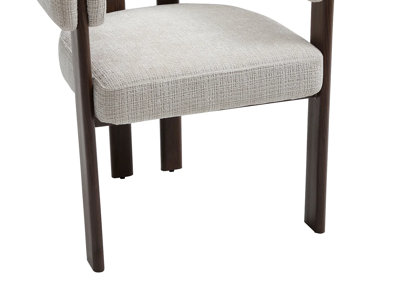 Lot de 2 chaises en tissu texturé et métal effet bois - Beige et naturel foncé - VOLOSKA