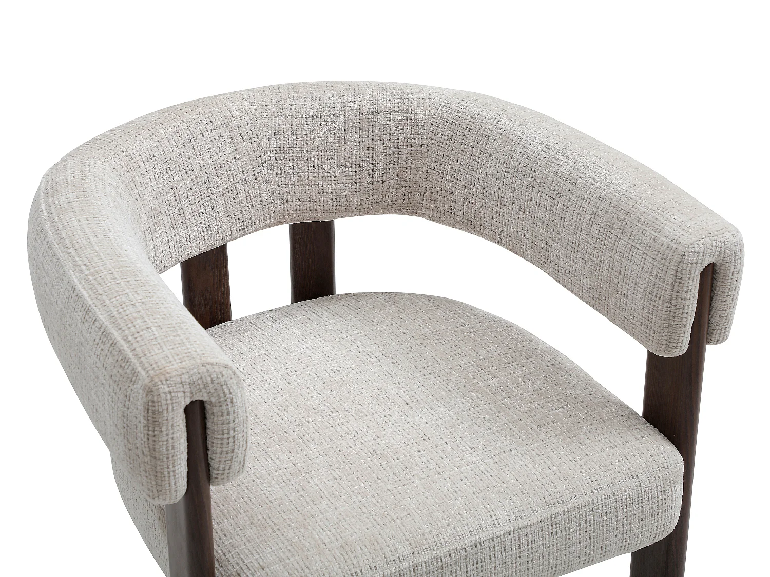 Lot de 2 chaises en tissu texturé et métal effet bois - Beige et naturel foncé - VOLOSKA