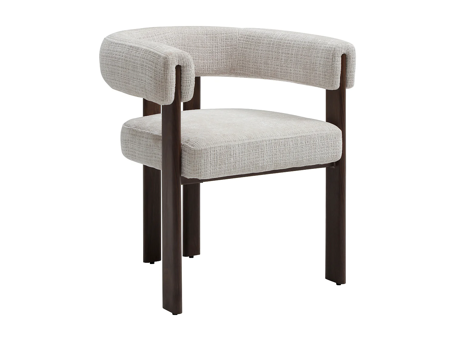 Lot de 2 chaises en tissu texturé et métal effet bois - Beige et naturel foncé - VOLOSKA