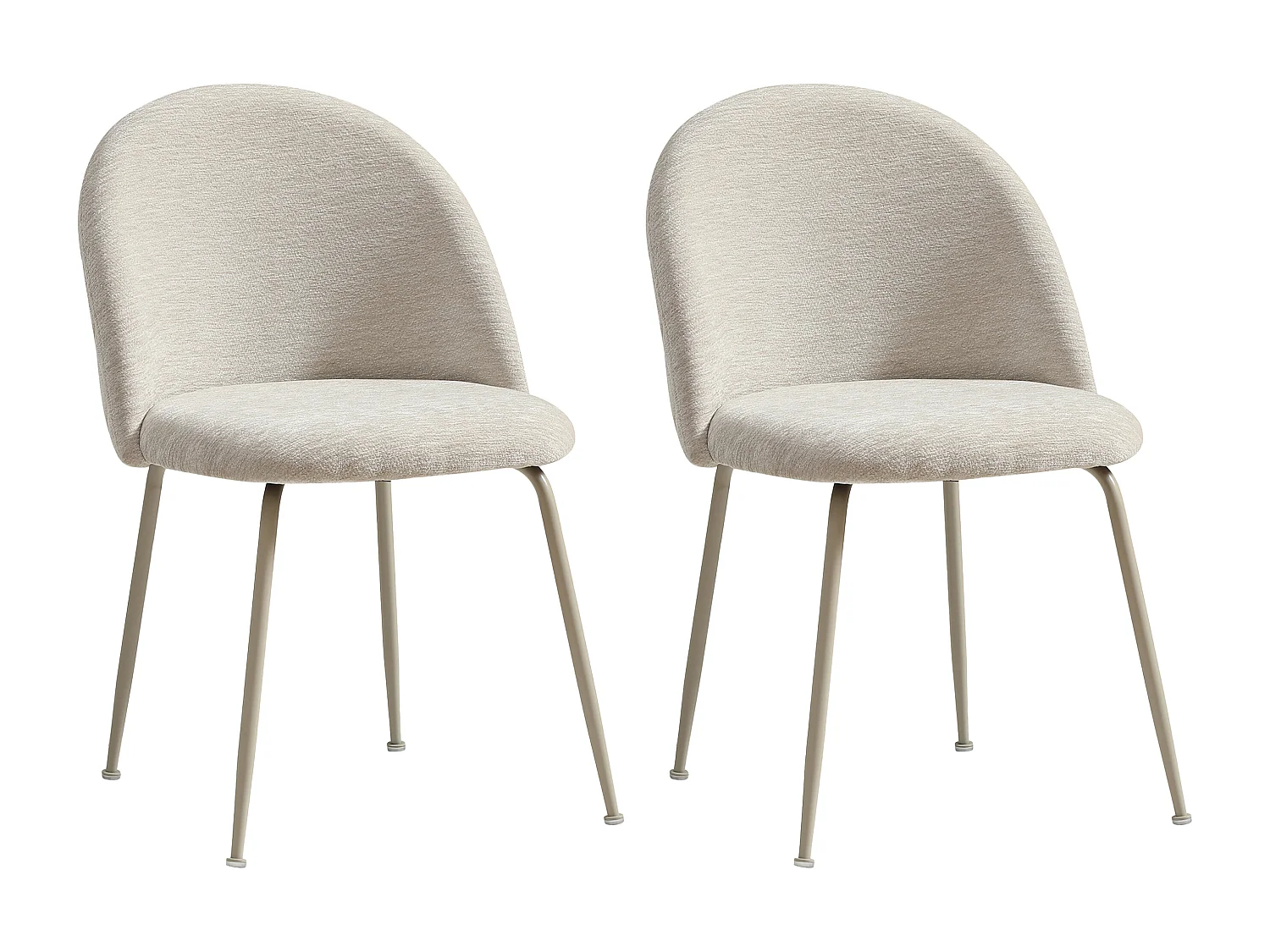 Lot de 2 chaises en tissu texturé et métal - Beige - MELBOURNE