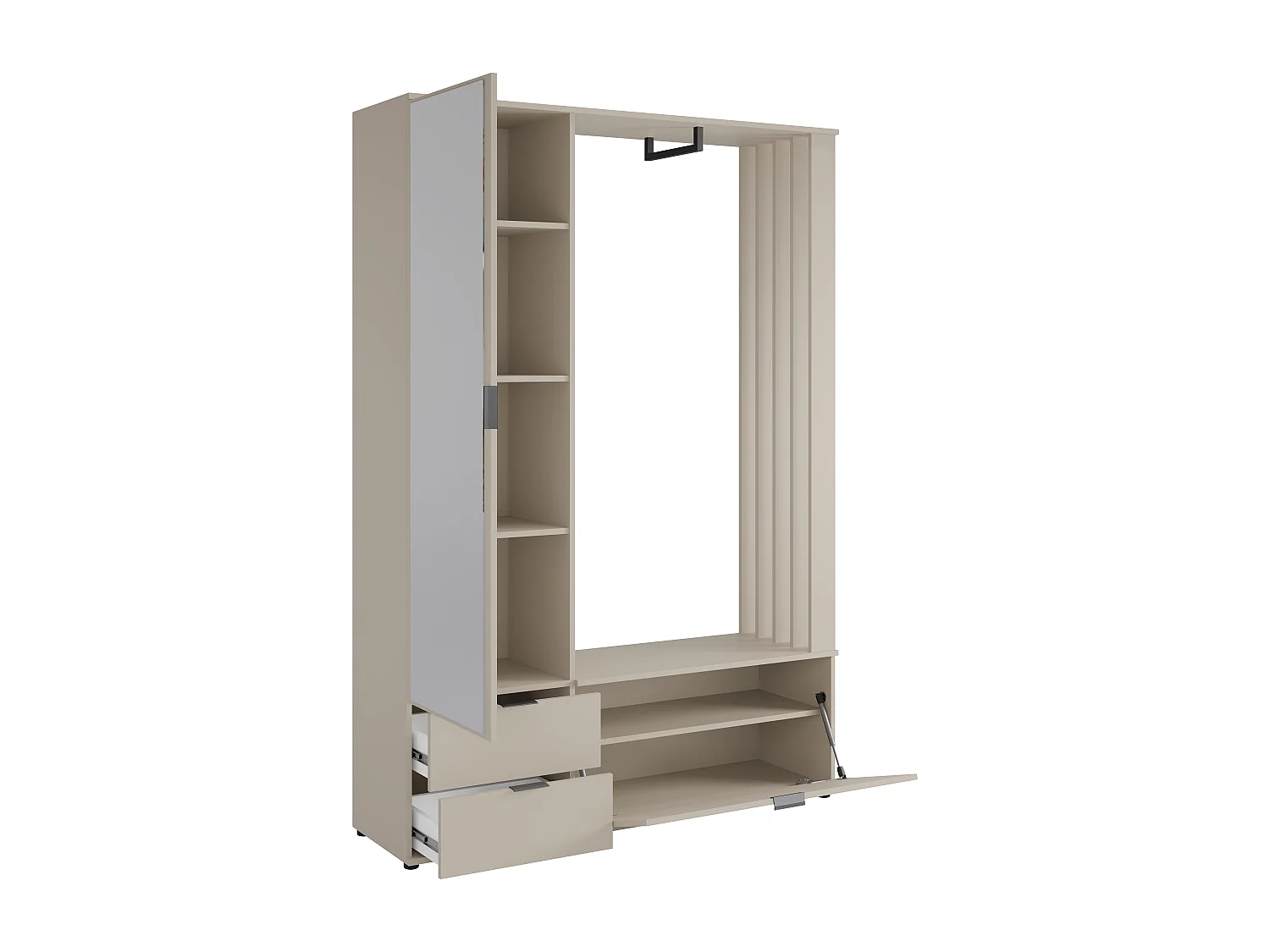 Vestiaire avec rangements et penderie - Beige - CEDRELA