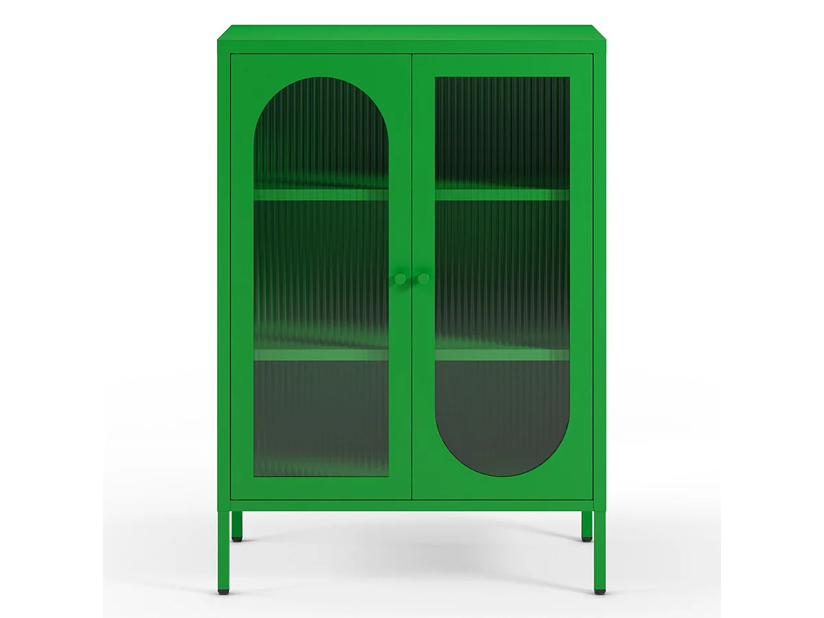 Buffet 2 portes en métal vert électrique 70 cm - Ysia
