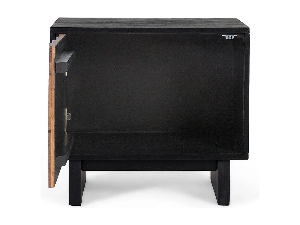 Nachttisch aus Mangoholz und Sheesam mit dreidimensionalem Effekt