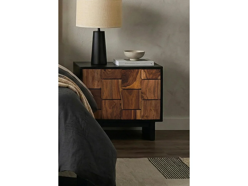 Stoliki nocne z drewna mango 56 cm, rustykalny, etniczny, nowoczesny styl - 50x56x40