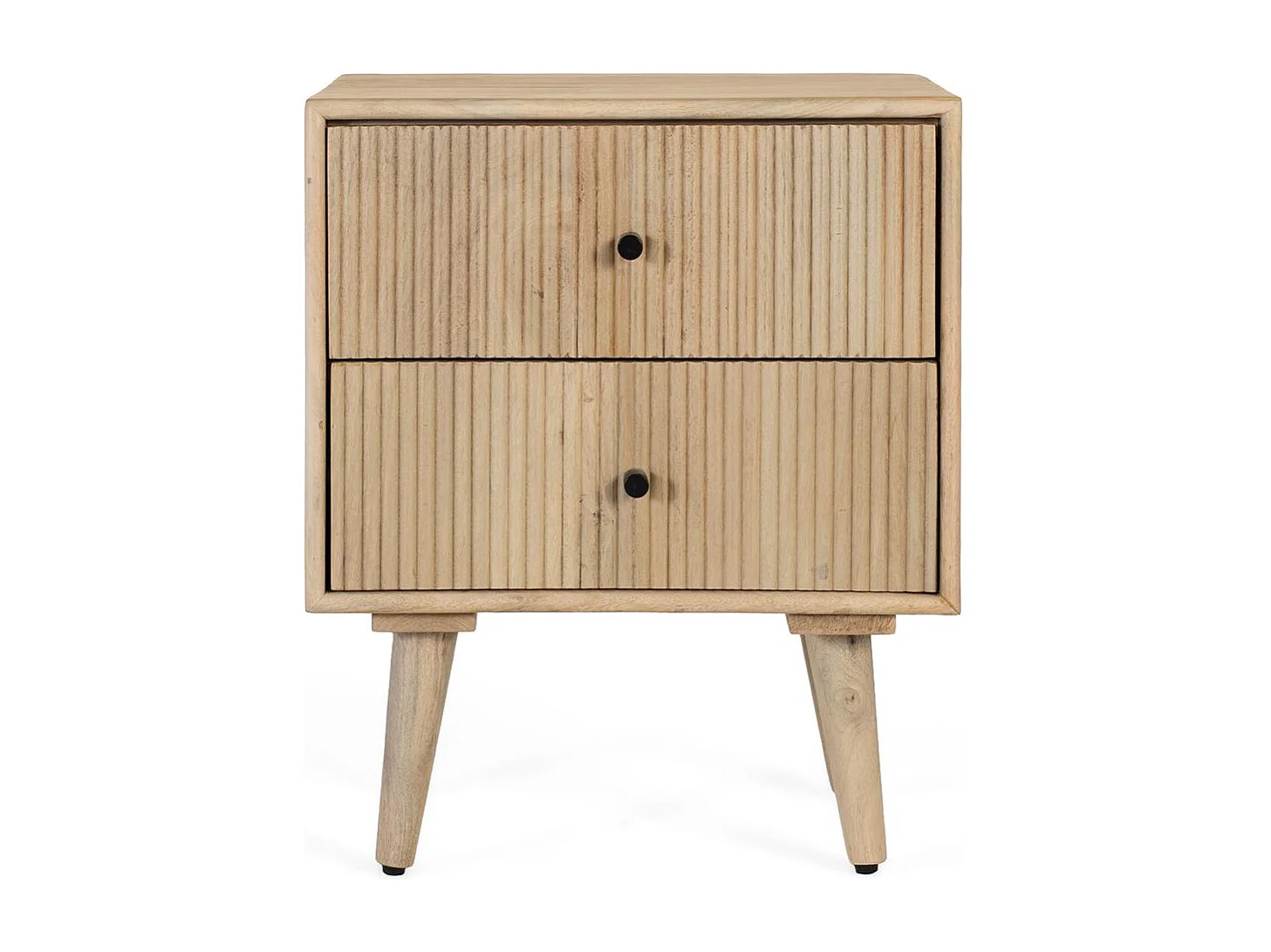 Nachttisch aus Mangoholz mit geriffelter Oberfläche