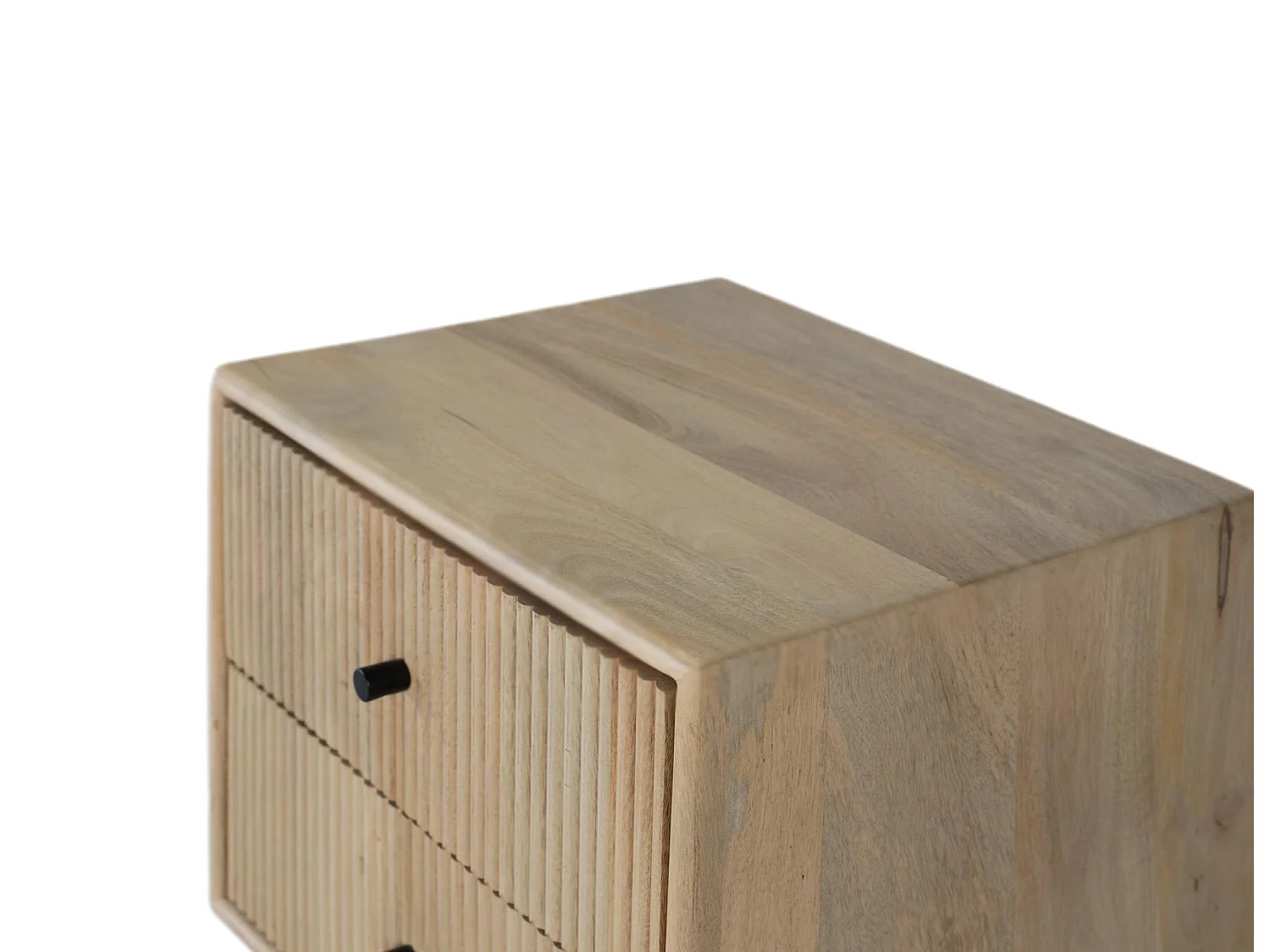 Nachttisch aus Mangoholz mit geriffelter Oberfläche