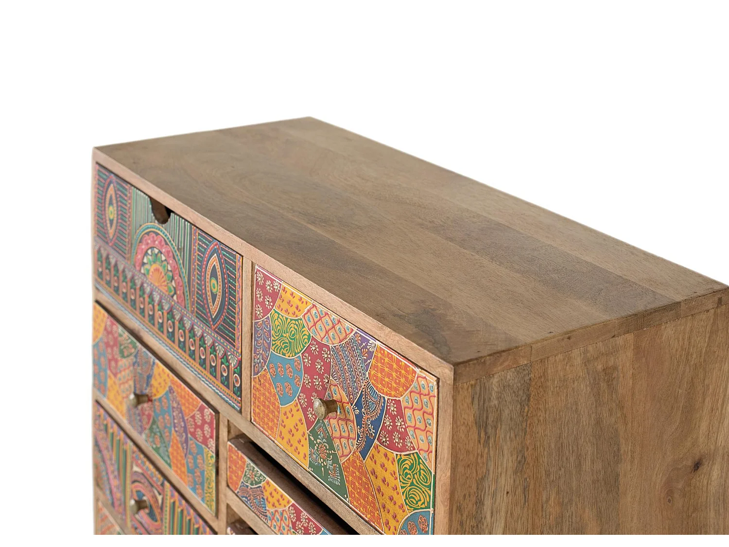 Commode en bois de manguier 70 cm, style bohème ethnique - 90 x 70 x 30