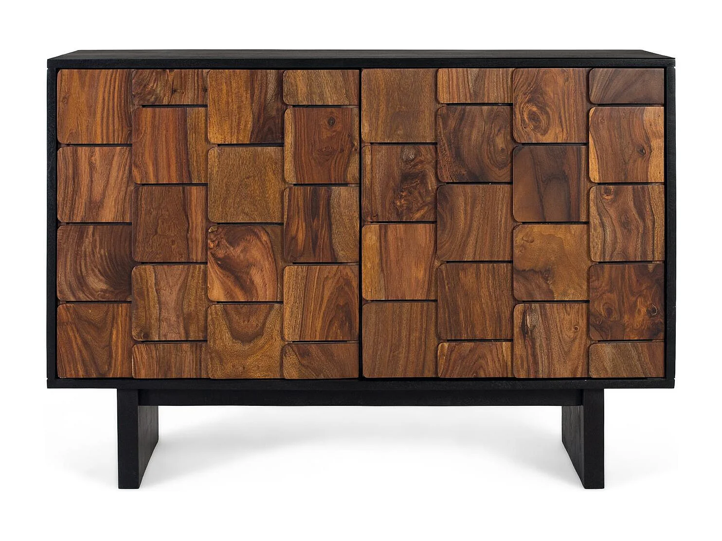 Aparador con dos puertas con diseños geométricos en madera de sheezam