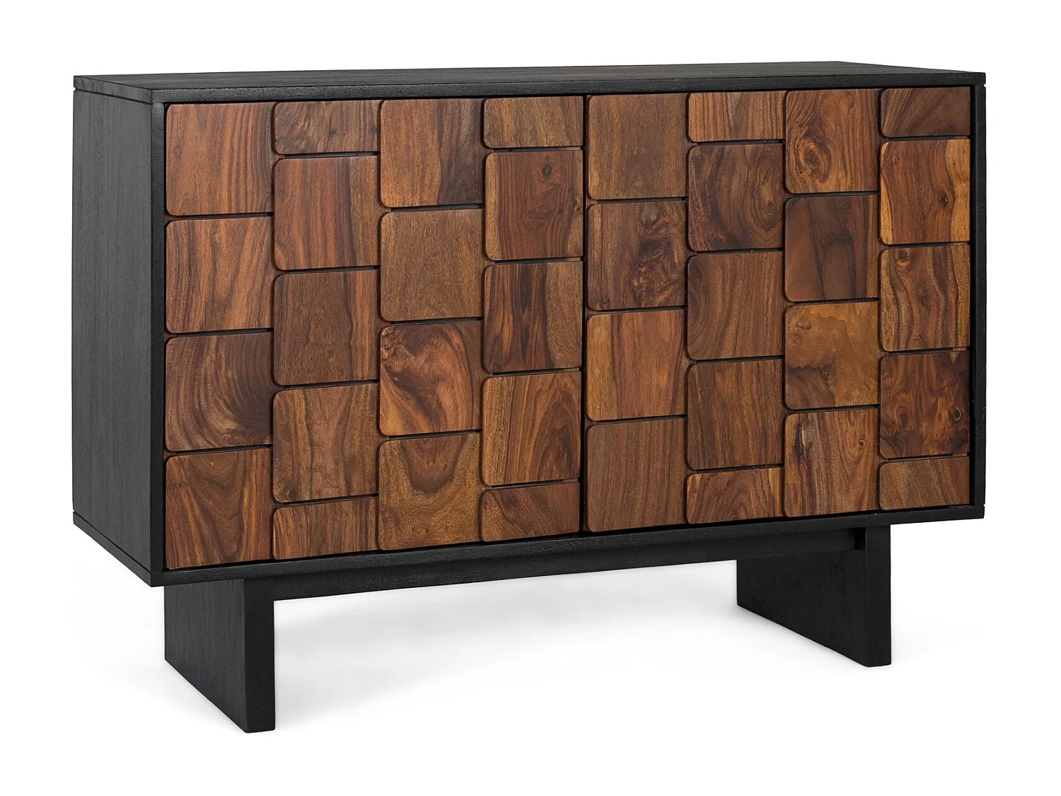 Aparador con dos puertas con diseños geométricos en madera de sheezam