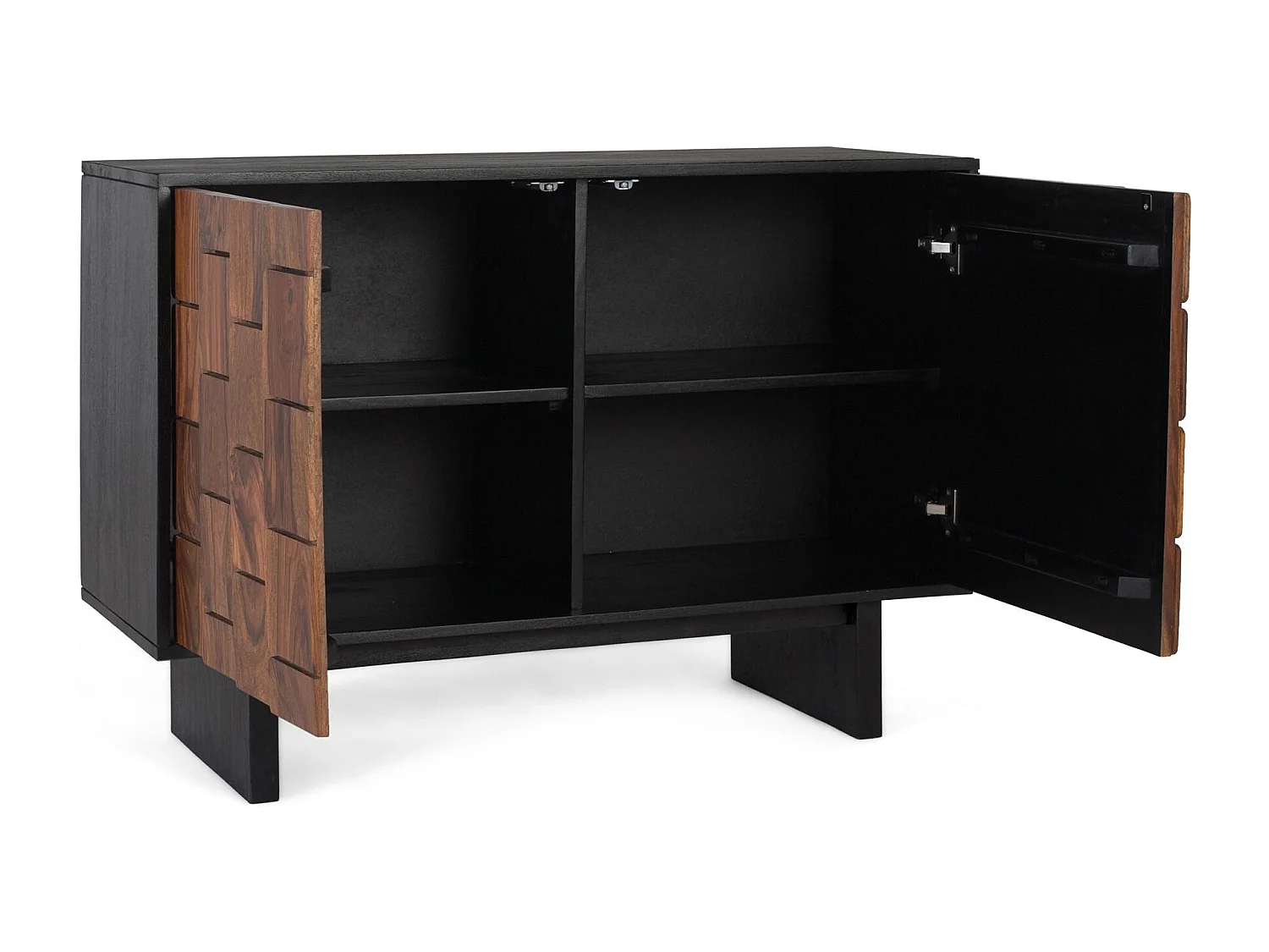 Aparador con dos puertas con diseños geométricos en madera de sheezam