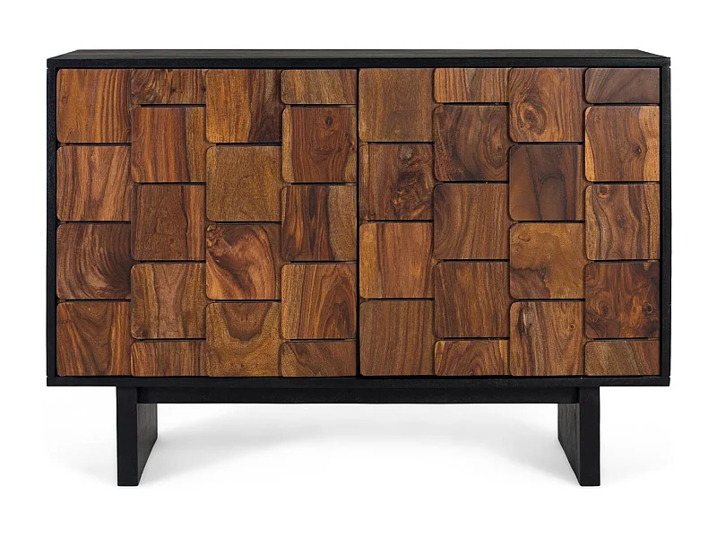 Aparador con dos puertas con diseños geométricos en madera de sheezam