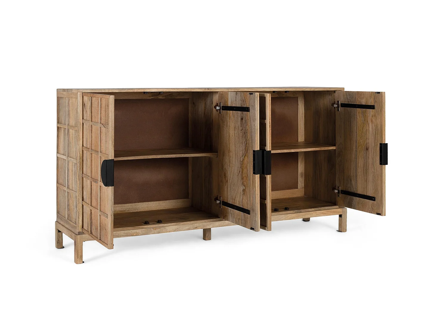 Dressoir van mangohout in Japandi-stijl - 91x175x41