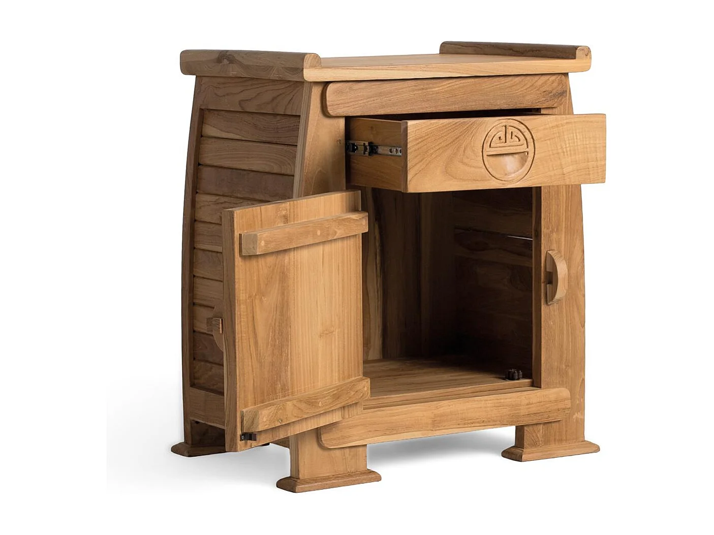 Nachttisch aus massivem Teakholz 60 cm hoch