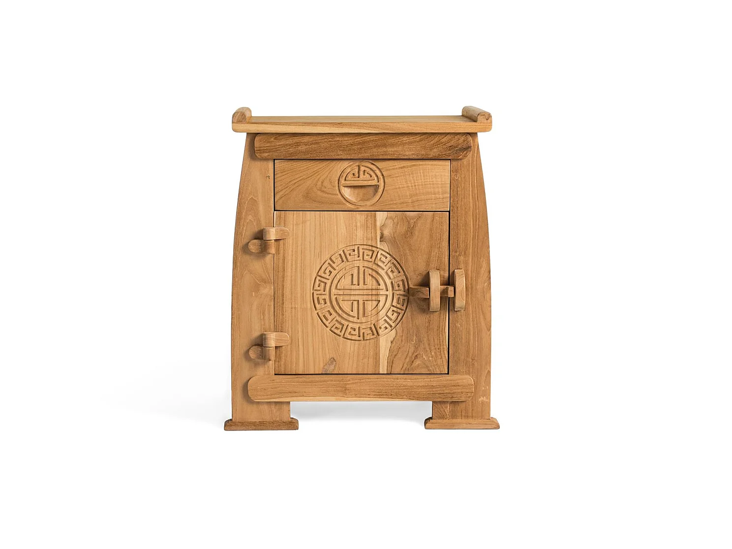 Tables de chevet en bois de teck 54 cm, style colonial oriental - 60 x 54 x 37