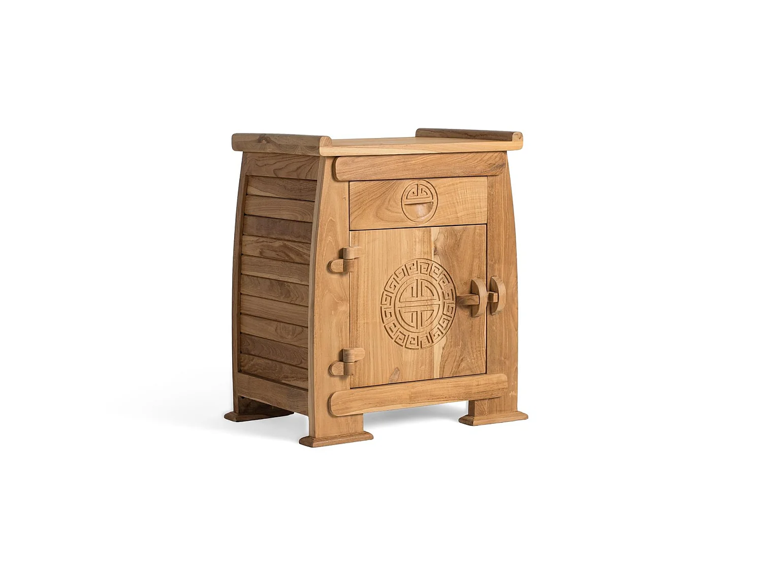 Tables de chevet en bois de teck 54 cm, style colonial oriental - 60 x 54 x 37