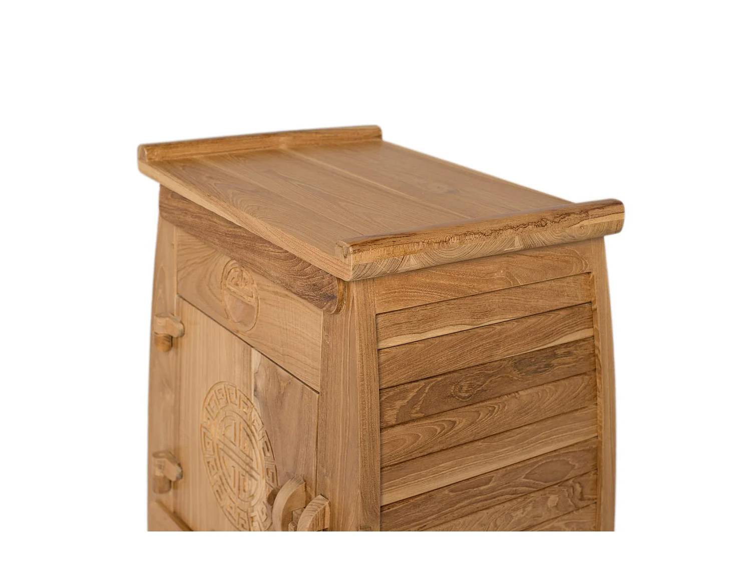 Tables de chevet en bois de teck 54 cm, style colonial oriental - 60 x 54 x 37